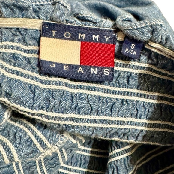 TOMMY JEANS | TOMMY HILFIGER Chambray Denim Halter Bandeau Fit and Flare Dress - Picture 6 of 7